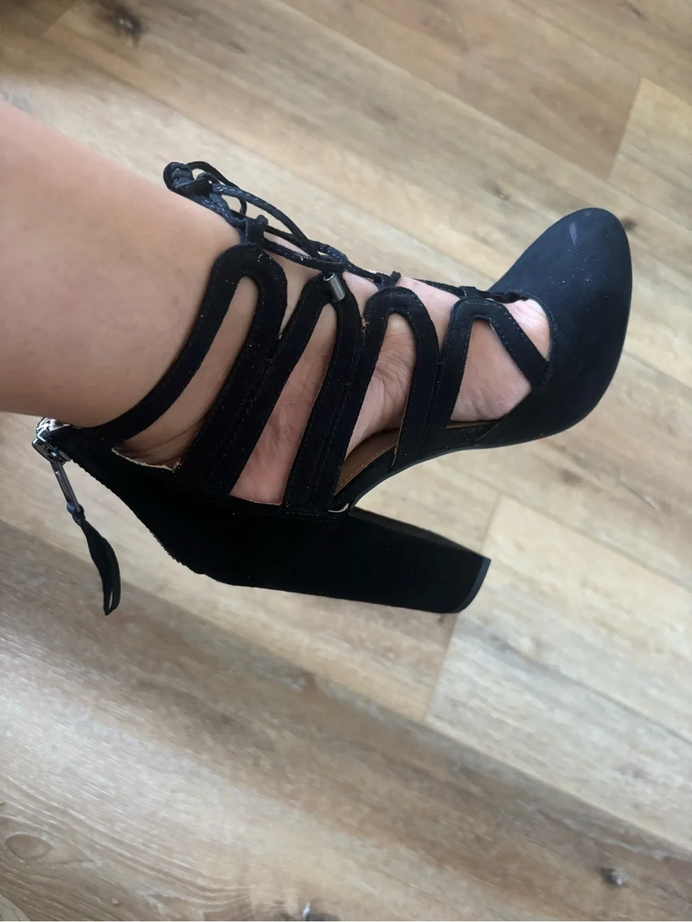 Black Lace-Up High Heel Pumps - Women Shoes Nine West